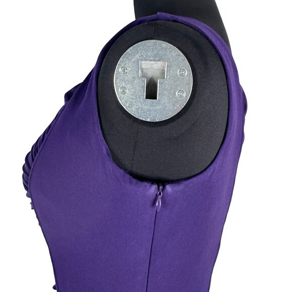 Calvin Klein Purple Ruched Asymmetrical Evening Gown – Size 6 - Picture 3 of 12